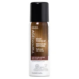 AGE beautiful Root Touch Up Hair Color Spray | Touch-Up Gray Concealer | Temporary Cover Up | Adds Volume & Covers Thinning Patches | Water, Sweat, Stain Resistant | Light Golden Brown | 2 Fl Oz