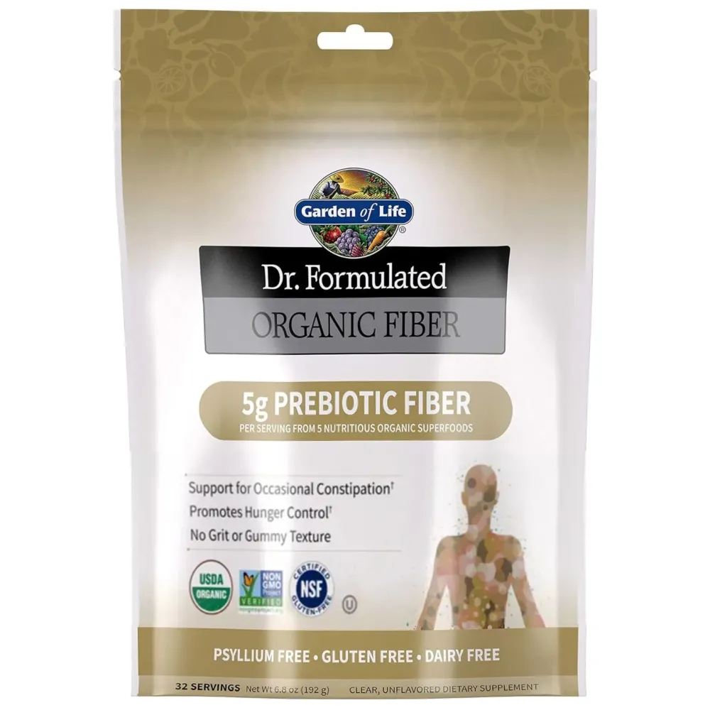 Garden of Life Dr Formulated Organic Fiber Supplement Powder Unflavored, Sugar Free, Psyllium Free Prebiotic Superfoods, Constipation Relief and Hunger Control for Men and Women, 32 Servings Garden of Life Dr Formulated Organic Fiber Supplement Powder Unflavored, Sugar Free, Psyllium Free Prebiotic Superfoods, Constipation Relief and Hunger Control for Men and Women, 32 Servings