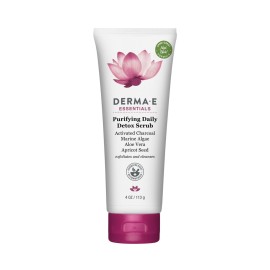 DERMA E Purifying Daily Facial Detox Scrub with Activated Charcoal and Seaweed Extract -Exfoliating Face Scrub Cleanses, Smooths and Brightens, 4oz