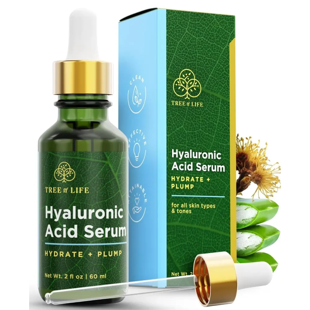 Tree of Life Beauty Hyaluronic Acid Serum, Skin Brightening Face Oil for Dark and Age Spots, Facial Serums for Dry and Sensitive Skin Care with Vitamin E for Soft Smooth Skin, 2 Fl Oz Tree of Life Beauty Hyaluronic Acid Serum, Skin Brightening Face Oil for Dark and Age Spots, Facial Serums for Dry and Sensitive Skin Care with Vitamin E for Soft Smooth Skin, 2 Fl Oz