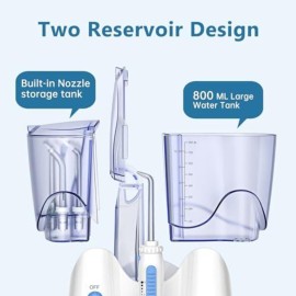 H2ofloss Dental Water Flosser for Teeth Cleaning with 13 Multifunctional Tips&800ml Capacity, Professional Countertop Oral Irrigator Quiet Design(HF-9) H2ofloss Dental Water Flosser for Teeth Cleaning with 13 Multifunctional Tips&800ml Capacity, Professional Countertop Oral Irrigator Quiet Design(HF-9)