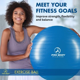ProBody Pilates Exercise Ball - Multiple Sizes Gym Grade Balance Ball for Fitness, Workout, Pregnancy & Physical Therapy, Stability Yoga Ball Chair (Blue, 65cm) ProBody Pilates Exercise Ball - Multiple Sizes Gym Grade Balance Ball for Fitness, Workout, Pregnancy & Physical Therapy, Stability Yoga Ball Chair (Blue, 65cm)