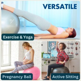 ProBody Pilates Exercise Ball - Multiple Sizes Gym Grade Balance Ball for Fitness, Workout, Pregnancy & Physical Therapy, Stability Yoga Ball Chair (Blue, 65cm) ProBody Pilates Exercise Ball - Multiple Sizes Gym Grade Balance Ball for Fitness, Workout, Pregnancy & Physical Therapy, Stability Yoga Ball Chair (Blue, 65cm)