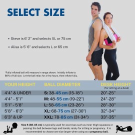 ProBody Pilates Exercise Ball - Multiple Sizes Gym Grade Balance Ball for Fitness, Workout, Pregnancy & Physical Therapy, Stability Yoga Ball Chair (Blue, 65cm) ProBody Pilates Exercise Ball - Multiple Sizes Gym Grade Balance Ball for Fitness, Workout, Pregnancy & Physical Therapy, Stability Yoga Ball Chair (Blue, 65cm)