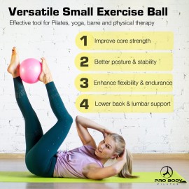 ProBody Pilates Small Exercise Ball - 9 Inch Workout Ball for Stability, Barre, Yoga, Core & Physical Therapy, Home Gym & Office Use (Blue) ProBody Pilates Small Exercise Ball - 9 Inch Workout Ball for Stability, Barre, Yoga, Core & Physical Therapy, Home Gym & Office Use (Blue)