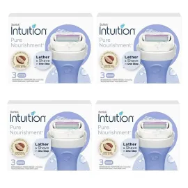Schick Intuition Pure Nourishment Womens Razor Refills with Coconut Milk and Almond Oil, 12 count