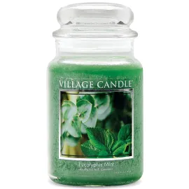 Village Candle Eucalyptus Mint Large Glass Apothecary Jar Scented Candle, 21.25 oz, Green
