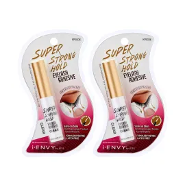 iENVY Super Strong Hold Eyelash Adhesive, Waterproof, 48-Hour Long-Lasting Lash Glue, Latex-Free, Hypoallergenic, Quick-Drying with Brush-On Applicator for Strip Lashes (Clear, 2 Pack)