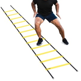 Ohuhu Agility Ladder Speed Training Equipment 12 Rung Exercise Ladders with Ground Stakes for Soccer Football Boxing Footwork Sports Feet Fitness Training Ladder with Carry Bag Yellow or Blue Ohuhu Agility Ladder Speed Training Equipment 12 Rung Exercise Ladders with Ground Stakes for Soccer Football Boxing Footwork Sports Feet Fitness Training Ladder with Carry Bag Yellow or Blue