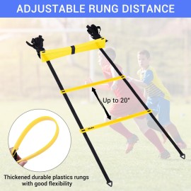 Ohuhu Agility Ladder Speed Training Equipment 12 Rung Exercise Ladders with Ground Stakes for Soccer Football Boxing Footwork Sports Feet Fitness Training Ladder with Carry Bag Yellow or Blue Ohuhu Agility Ladder Speed Training Equipment 12 Rung Exercise Ladders with Ground Stakes for Soccer Football Boxing Footwork Sports Feet Fitness Training Ladder with Carry Bag Yellow or Blue