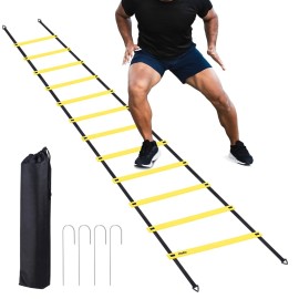 Ohuhu Agility Ladder Speed Training Equipment 12 Rung Exercise Ladders with Ground Stakes for Soccer Football Boxing Footwork Sports Feet Fitness Training Ladder with Carry Bag Yellow or Blue Ohuhu Agility Ladder Speed Training Equipment 12 Rung Exercise Ladders with Ground Stakes for Soccer Football Boxing Footwork Sports Feet Fitness Training Ladder with Carry Bag Yellow or Blue