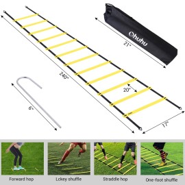 Ohuhu Agility Ladder Speed Training Equipment 12 Rung Exercise Ladders with Ground Stakes for Soccer Football Boxing Footwork Sports Feet Fitness Training Ladder with Carry Bag Yellow or Blue Ohuhu Agility Ladder Speed Training Equipment 12 Rung Exercise Ladders with Ground Stakes for Soccer Football Boxing Footwork Sports Feet Fitness Training Ladder with Carry Bag Yellow or Blue
