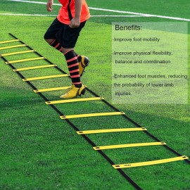 Ohuhu Agility Ladder Speed Training Equipment 12 Rung Exercise Ladders with Ground Stakes for Soccer Football Boxing Footwork Sports Feet Fitness Training Ladder with Carry Bag Yellow or Blue Ohuhu Agility Ladder Speed Training Equipment 12 Rung Exercise Ladders with Ground Stakes for Soccer Football Boxing Footwork Sports Feet Fitness Training Ladder with Carry Bag Yellow or Blue