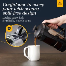 ESPRO - P3 French Press Coffee Maker - Patented Double Microfilter for Sludge and Grit Free Coffee, Black, 32 oz ESPRO - P3 French Press Coffee Maker - Patented Double Microfilter for Sludge and Grit Free Coffee, Black, 32 oz
