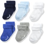 Little Me Baby Boys 6 Pack Boy Socks, Blue/White/Gray, 0-6 Months US
