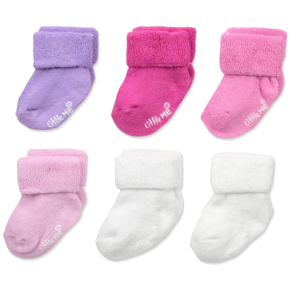 Little Me Baby Girl Socks, 6 Pack, 0-6 Months, Purple/Pink/White Little Me Baby Girl Socks, 6 Pack, 0-6 Months, Purple/Pink/White