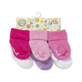 Little Me Baby Girl Socks, 6 Pack, 0-6 Months, Purple/Pink/White Little Me Baby Girl Socks, 6 Pack, 0-6 Months, Purple/Pink/White