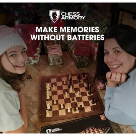 Chess Armory Wooden Chess Set 15 Inch - Classic Handcrafted Game Board for Adults and Kids with Extra Queen Pieces and Storage Box - Ideal for Home and Travel - Non-Magnetic Chess Armory Wooden Chess Set 15 Inch - Classic Handcrafted Game Board for Adults and Kids with Extra Queen Pieces and Storage Box - Ideal for Home and Travel - Non-Magnetic