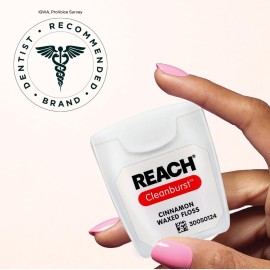 REACH Waxed Dental Floss, Cinnamon, Plaque Remover for Teeth, Shred Resistant, Floss Slides Smoothly, Easy to Use, Waxed, Deep Cleaning Teeth, Oral Care, PFAS Free, for Adults & Kids, 1 Pack, 55 yd REACH Waxed Dental Floss, Cinnamon, Plaque Remover for Teeth, Shred Resistant, Floss Slides Smoothly, Easy to Use, Waxed, Deep Cleaning Teeth, Oral Care, PFAS Free, for Adults & Kids, 1 Pack, 55 yd