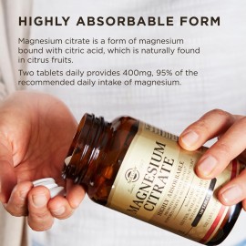 Solgar Magnesium Citrate, 120 Tablets - Promotes Healthy Bones - Supports Nerve & Muscle Function - Non GMO, Vegan, Gluten Free, Dairy Free, Kosher - 60 Servings, Standard Packaging Solgar Magnesium Citrate, 120 Tablets - Promotes Healthy Bones - Supports Nerve & Muscle Function - Non GMO, Vegan, Gluten Free, Dairy Free, Kosher - 60 Servings, Standard Packaging