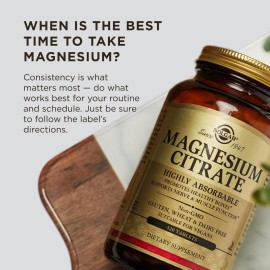 Solgar Magnesium Citrate, 120 Tablets - Promotes Healthy Bones - Supports Nerve & Muscle Function - Non GMO, Vegan, Gluten Free, Dairy Free, Kosher - 60 Servings, Standard Packaging Solgar Magnesium Citrate, 120 Tablets - Promotes Healthy Bones - Supports Nerve & Muscle Function - Non GMO, Vegan, Gluten Free, Dairy Free, Kosher - 60 Servings, Standard Packaging