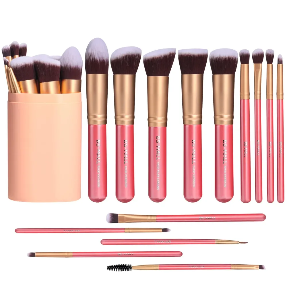 BS-MALL New 14 Pcs Makeup Brushes Premium Synthetic Kabuki Makeup Brush Set Cosmetics Foundation Blending Blush Eyeliner Face Powder Brush Makeup Brush Kit(golden Pink) BS-MALL New 14 Pcs Makeup Brushes Premium Synthetic Kabuki Makeup Brush Set Cosmetics Foundation Blending Blush Eyeliner Face Powder Brush Makeup Brush Kit(golden Pink)