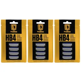 HeadBlade Men\'s HB4 Refill Shaving Razor Blades - 4 Stainless Steel Blades for No Tugging or Pulling, Shave Less, Works for Face, Body, and Scalp (12 Blades) 3 Pack
