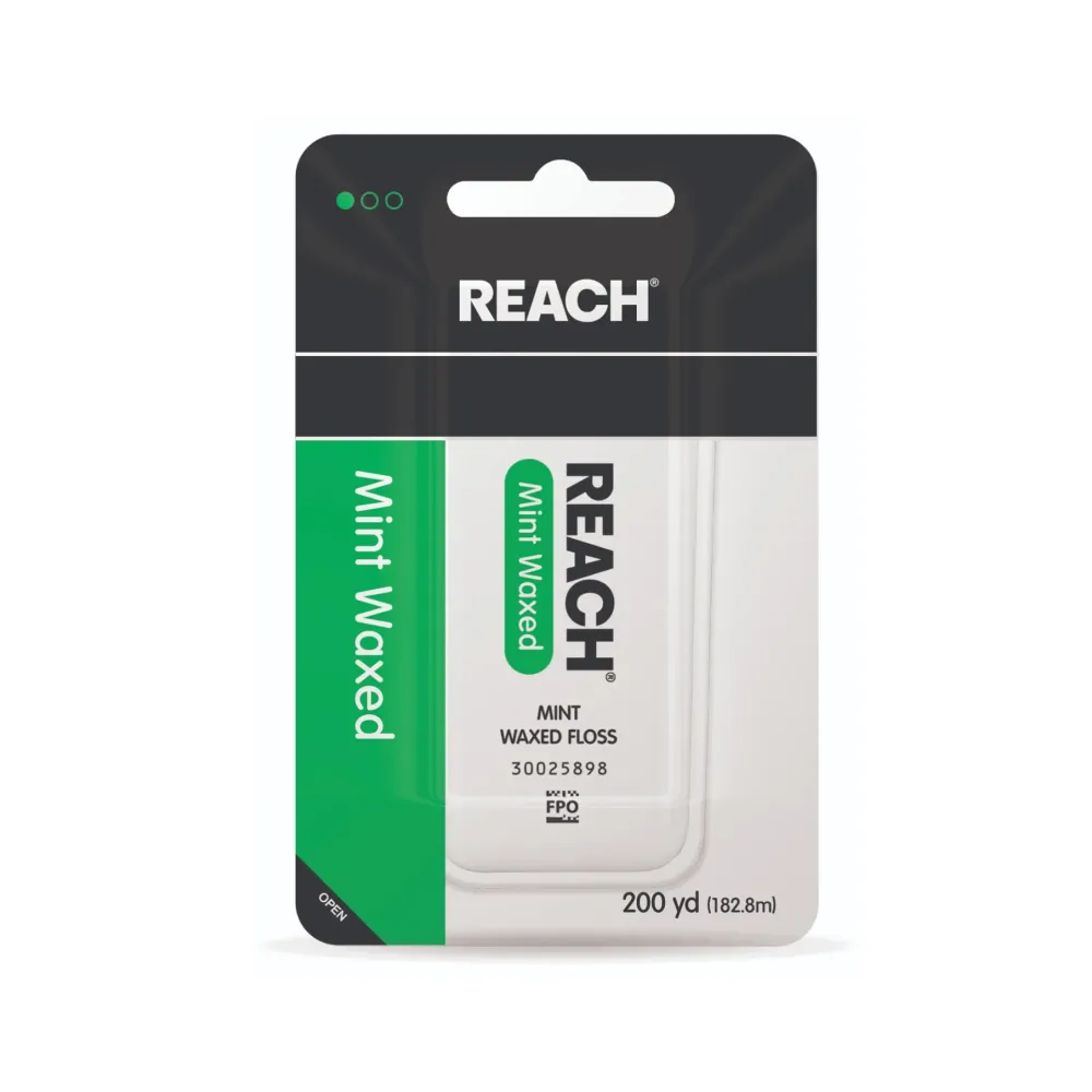 REACH Waxed Dental Floss, Mint, Plaque Remover for Teeth, Shred Resistant, Floss Slides Smoothly, Easy to Use, Waxed, Deep Cleaning Teeth, Oral Care, PFAS Free, for Adults & Kids, 1 Pack, 200 yd REACH Waxed Dental Floss, Mint, Plaque Remover for Teeth, Shred Resistant, Floss Slides Smoothly, Easy to Use, Waxed, Deep Cleaning Teeth, Oral Care, PFAS Free, for Adults & Kids, 1 Pack, 200 yd