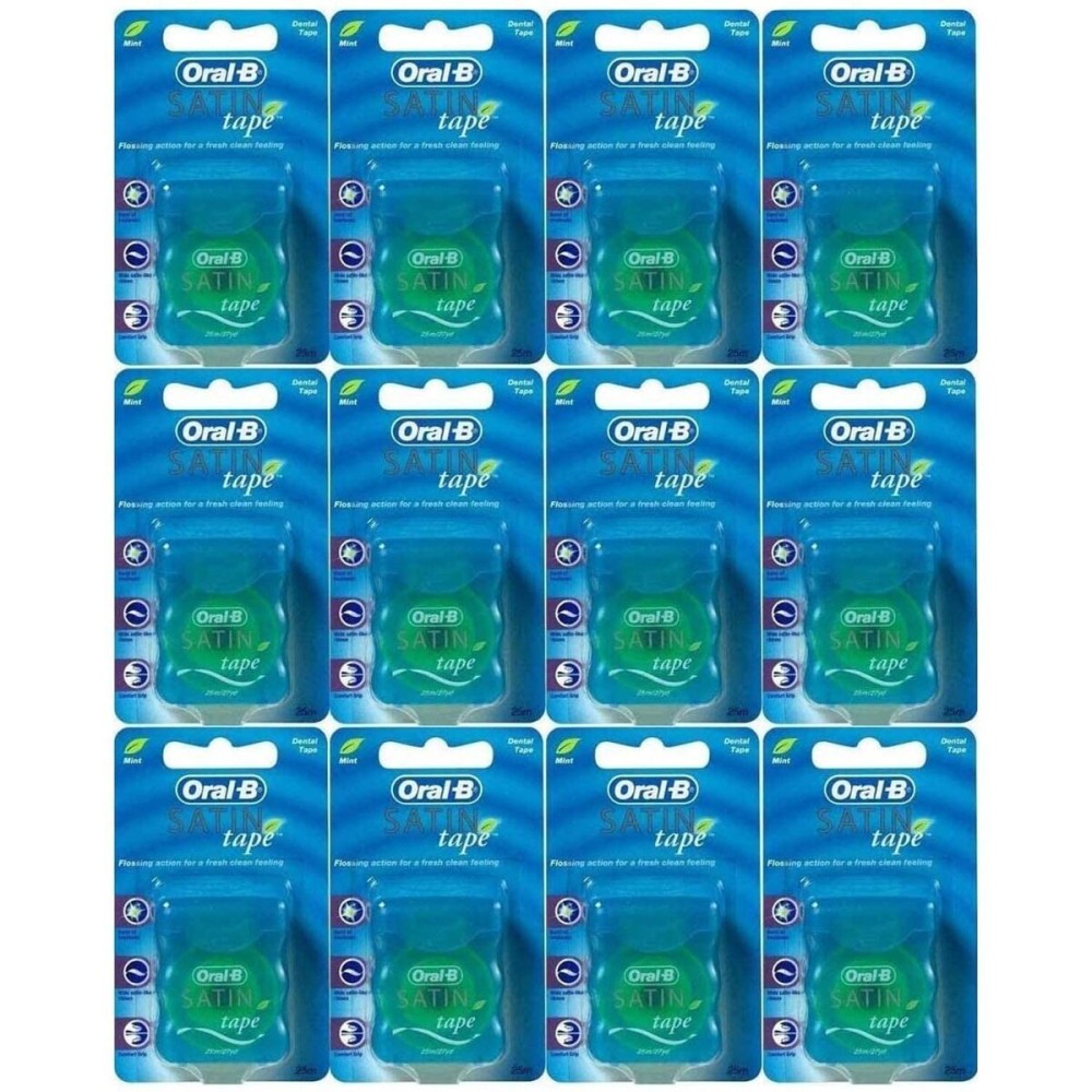 Oral-B Statin Tape Dental Floss 25m (12 Units) by Oral-B Satin Tape Mint Oral-B Statin Tape Dental Floss 25m (12 Units) by Oral-B Satin Tape Mint