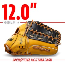Franklin Sports Baseball and Softball Glove - Fieldmaster Adult + Youth Baseball Gloves - Men\'s + Women\'s Infield + Outfield Mitt - Right Hand Throw - 12 Franklin Sports Baseball and Softball Glove - Fieldmaster Adult + Youth Baseball Gloves - Men\'s + Women\'s Infield + Outfield Mitt - Right Hand Throw - 12