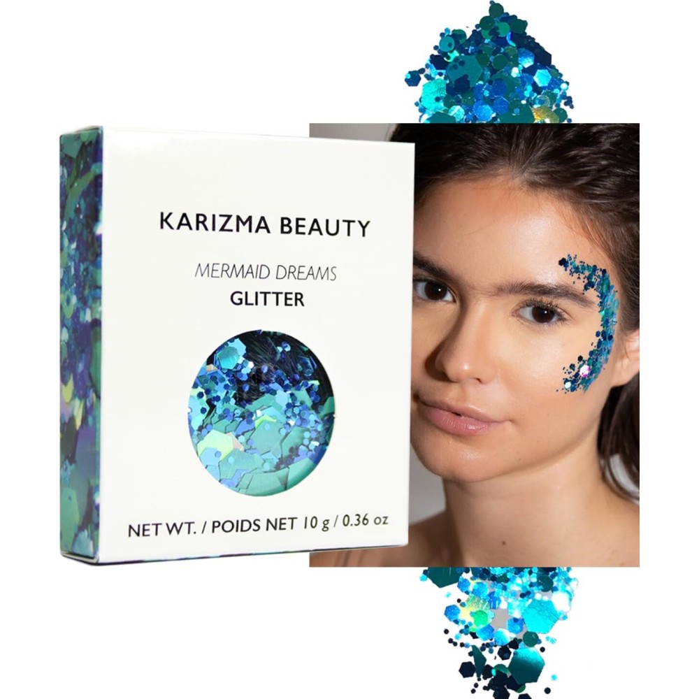 KARIZMA Mermaid Dreams Glitter Set - 10g Chunky Face, Hair, Eye & Body Glitter for Women. Rave & Festival Accessories KARIZMA Mermaid Dreams Glitter Set - 10g Chunky Face, Hair, Eye & Body Glitter for Women. Rave & Festival Accessories