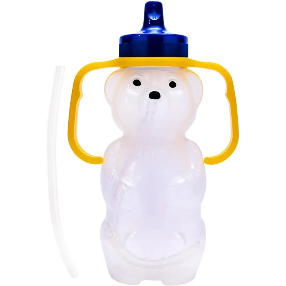 TalkTools Honey Bear Straw Cup, Dishwasher Safe Baby Drinking Bottle, Premium Food-Grade Material, Honeybear Sippy Cup for Ages 4+ Months, Trainer for Babies, Kids and Toddlers (Single 7oz)
