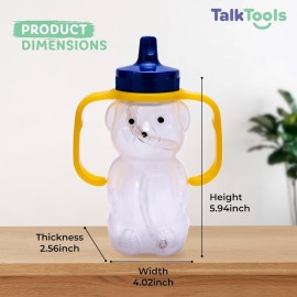 TalkTools Honey Bear Straw Cup, Dishwasher Safe Baby Drinking Bottle, Premium Food-Grade Material, Honeybear Sippy Cup for Ages 4+ Months, Trainer for Babies, Kids and Toddlers (Single 7oz)