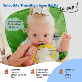 TalkTools Honey Bear Straw Cup, Dishwasher Safe Baby Drinking Bottle, Premium Food-Grade Material, Honeybear Sippy Cup for Ages 4+ Months, Trainer for Babies, Kids and Toddlers (Single 7oz)