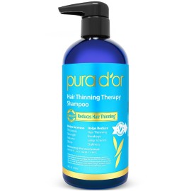 PURA D\'OR 16 Oz Hair Thinning Therapy Biotin Shampoo - ORIGINAL Scent - CLINICALLY TESTED Effective Results, Herbal Blend Hair Thickening Products For Women & Men, Color Safe Routine Shampoo