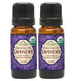 US Organic 100% Pure Lavender Essential Oil, Directly sourced from Bulgaria, USDA Certified Organic, Undiluted, for Diffuser, Humidifier, Massage, Skin, Hair Care, Non GMO, 10 ml 2 Pack