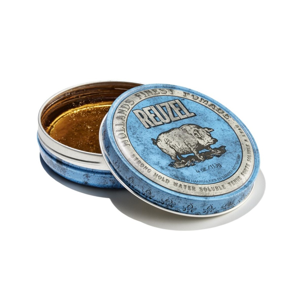 REUZEL Blue Pomade, Strong All Day Hold, Water Soluble Styling, High Shine and Flake Free, Easy To Wash Out, For All Hair Types REUZEL Blue Pomade, Strong All Day Hold, Water Soluble Styling, High Shine and Flake Free, Easy To Wash Out, For All Hair Types