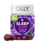 OLLY Sleep Gummy, 3 mg Melatonin, L-Theanine, Chamomile, Lemon Balm, Sleep Aid, Blackberry, 50 Count