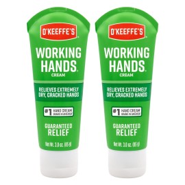 O\'Keeffe\'s Working Hands Hand Cream; Relieves and Repairs Extremely Dry Hands; 3 oz Tube; (Pack of 2)