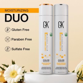 GK Hair Moisturizing Shampoo and Conditioner Set for Color Treated Hairs, Sulfate, Paraben, and Dye Free, with Global Keratin Naturally Derived Clean Ingredients (10.1 Fl Oz x 2)