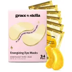grace & stella Award Winning Under Eye Mask - Travel Essentials - Birthday Gifts for Women - Gel Eye Patches for Dark Circles, Puffy Eyes, Wrinkles, Undereye Bags - Vegan - Self Care (24 Pairs, Gold)