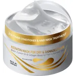 VITAMINS hair cosmetics Keratin Hair Mask Deep Conditioner - Biotin Collagen Protein & Castor Oil Repair for Dry Damaged Hair - Conditioning Treatment for Curly or Straight Thin Fine Locks