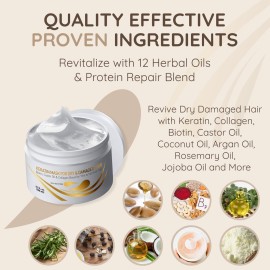 VITAMINS hair cosmetics Keratin Hair Mask Deep Conditioner - Biotin Collagen Protein & Castor Oil Repair for Dry Damaged Hair - Conditioning Treatment for Curly or Straight Thin Fine Locks VITAMINS hair cosmetics Keratin Hair Mask Deep Conditioner - Biotin Collagen Protein & Castor Oil Repair for Dry Damaged Hair - Conditioning Treatment for Curly or Straight Thin Fine Locks
