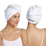 Turbie Twist 2-Pack Microfiber Hair Towel for Beauty, Travel, Gifting - Hair Wrap Turban for Straight, Wavy & Curly Hair - Premium Hair Care - White & White