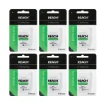 REACH Waxed Dental Floss, Mint, Plaque Remover for Teeth, Shred Resistant, Floss Slides Smoothly, Easy to Use, Waxed, Deep Cleaning Teeth, Oral Care, PFAS Free, for Adults & Kids, 6 Pack, 55 yd