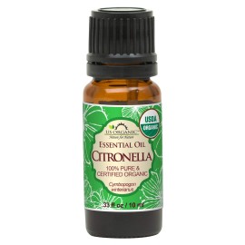 US Organic Citronella Essential Oil, Certified Organic, Pure & Natural, Improved caps and droppers. Used for Skin Care, DIY Projects Like Candle Making and Much More (10 ml.33 fl oz)