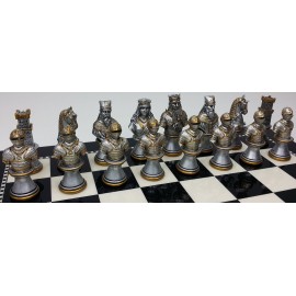 Medieval Times Crusades Knight Chess Men Set Gold & Silver Busts - NO Board Medieval Times Crusades Knight Chess Men Set Gold & Silver Busts - NO Board