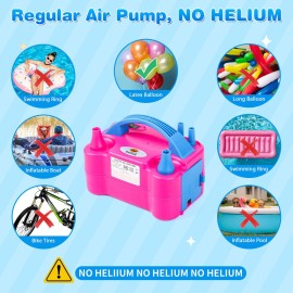 NuLink Electric Portable Dual Nozzle Balloon Blower Pump Inflation for Decoration, Party, Sport [110V~120V, 600W, Rose Red]
