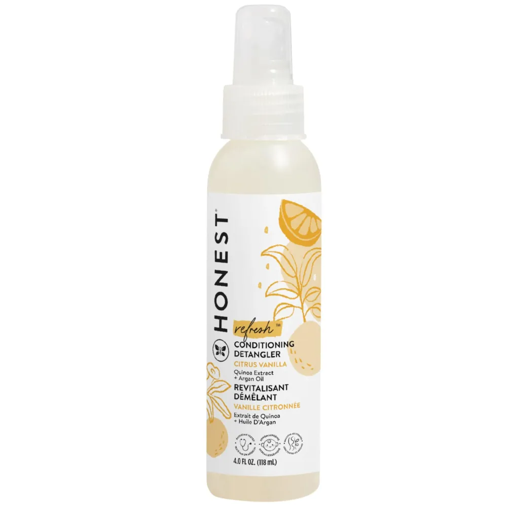 The Honest Company Conditioning Hair Detangler | Leave-in Conditioner + Fortifying Spray | Tear-free, Cruelty-Free, Hypoallergenic | Citrus Vanilla Refresh, 4 fl oz The Honest Company Conditioning Hair Detangler | Leave-in Conditioner + Fortifying Spray | Tear-free, Cruelty-Free, Hypoallergenic | Citrus Vanilla Refresh, 4 fl oz