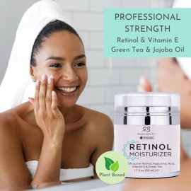 Radha Beauty Moisturizing Miracle Retinol Cream for Face - with 2.5% Retinol, Hyaluronic Acid, Vitamin E and Green Tea. Luxury Night and Day Cream 1.7 fl oz.